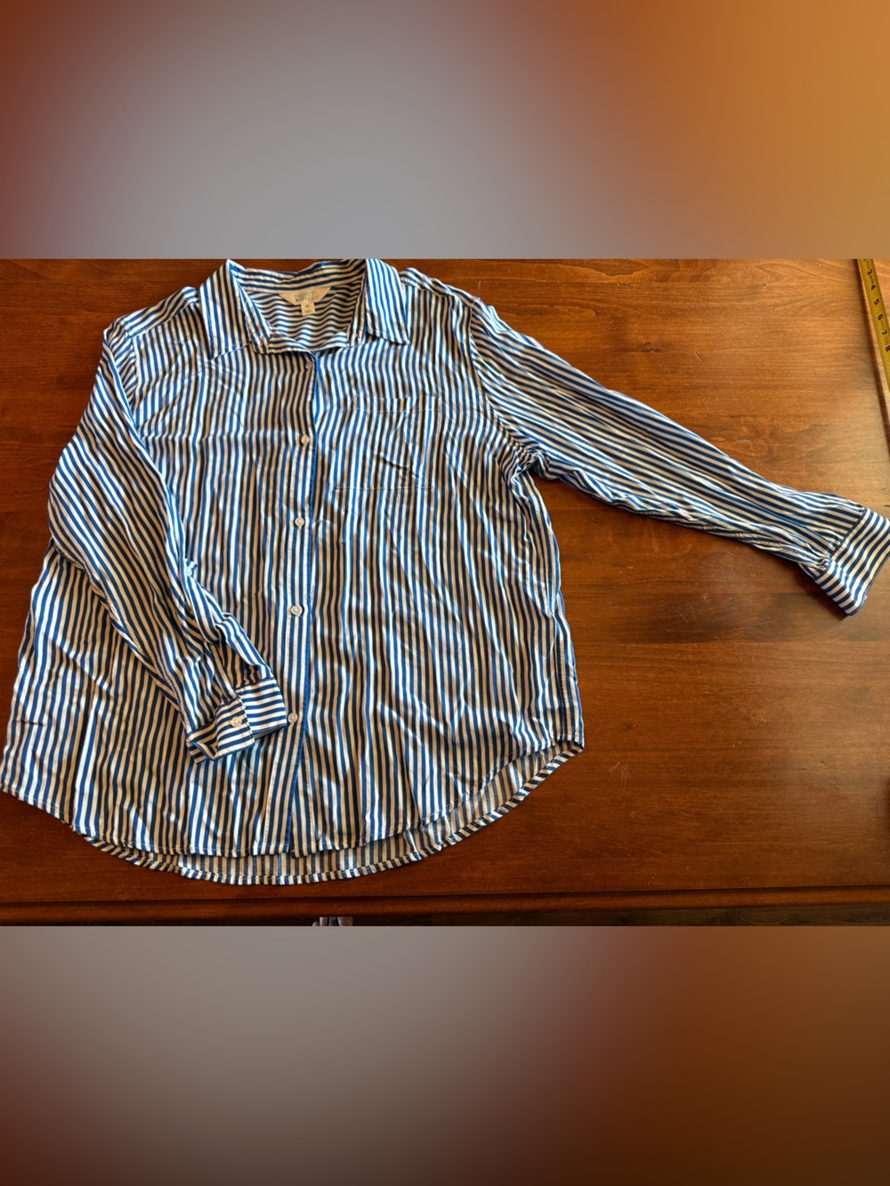 Market & Spruce Blue and White Striped Button-Down Shirt